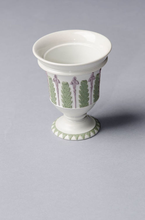 Picture of Purple and Green Detailed White Stoneware Vase